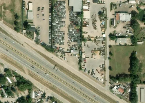 Vista aérea del patio de Lane Recyclers